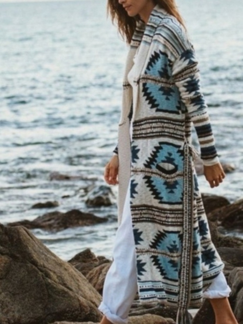 Faherty B. Yellowtail Paloma Duster Cardigan Organic Cotton, Small With Belt